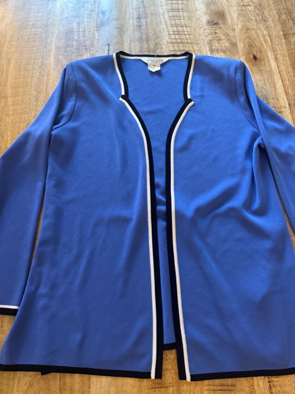 Exclusively Misook Petite Royal Blue Cardigan with Black & White Trim Medium - Picture 5 of 8